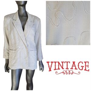 193B. Vtg. Bonnie Boerer Cream/Off White Women's Beaded Blazer - Size Small